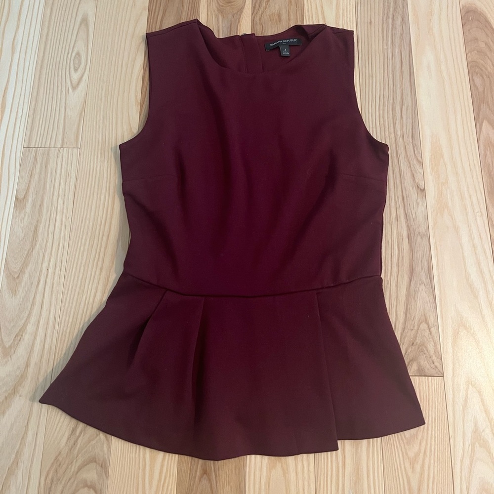 Banana Republic Burgundy Peplum Tank